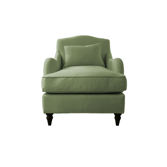Isobel Armchair with Fixed Back in Moss Linen