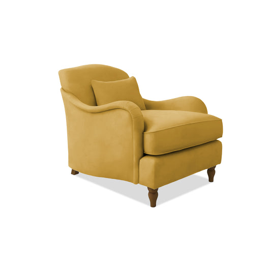Isobel Armchair with Fixed Back in Ochre Linen