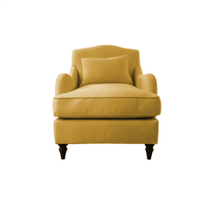 Felix Armchair with Fixed Back in Ochre Linen