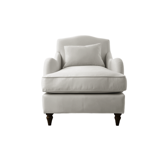 Felix Armchair with Fixed Back in Pearl Grey Linen