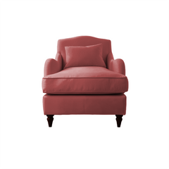 Felix Armchair with Fixed Back in Rouge Linen