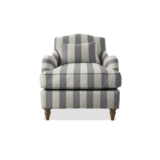 Isobel Armchair with Fixed Back in Garden Grey Stripes
