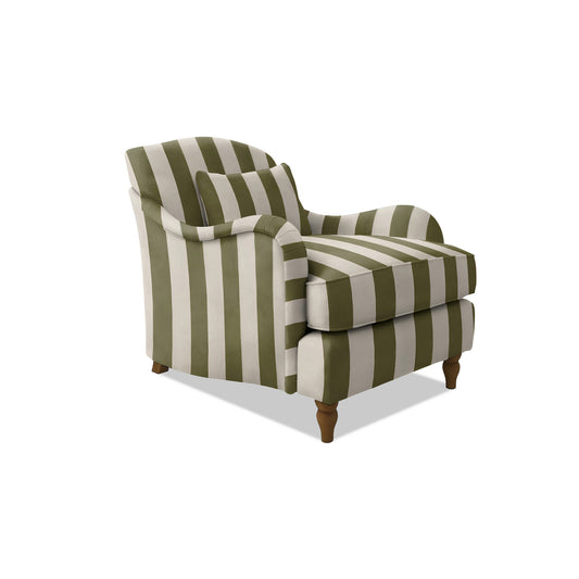 Isobel Armchair with Fixed Back in Spring Green Stripes