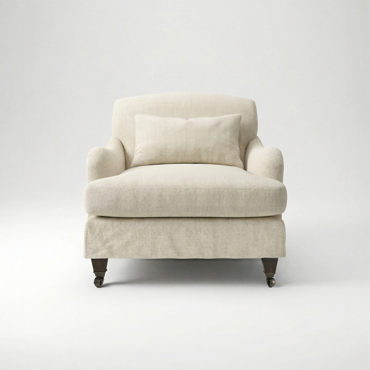 Felix Loose Cover Armchair in Cotton Linen Cool Coconut - front