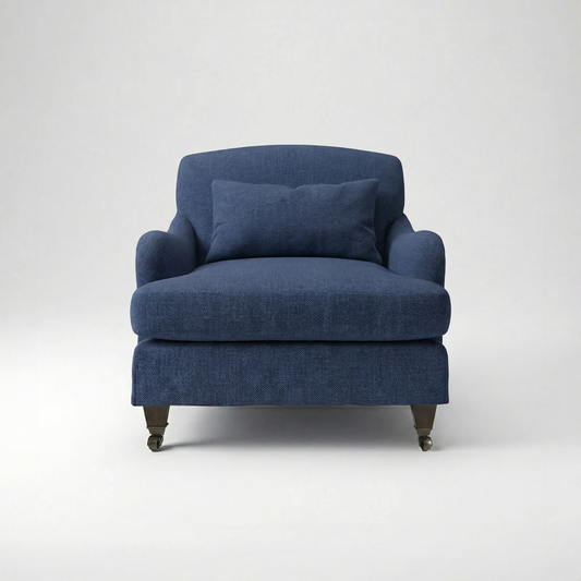 Felix Loose Cover Armchair in Cotton Linen Inkspot - front