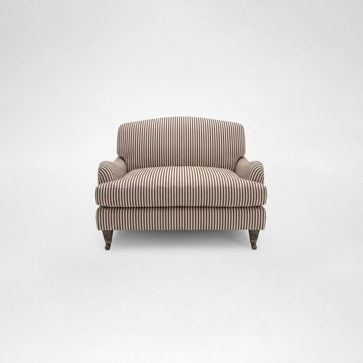 Isobel Loveseat with Big Back Cushion in Narrow Chocolate Stripe