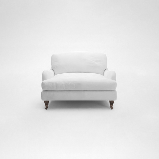 Isobel Loveseat with Big Back Cushion in Cotton Linen Snow Drop