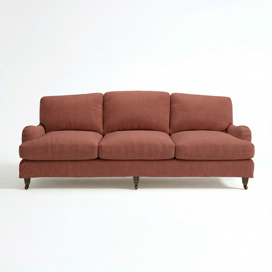 Isobel Loose Cover 4 Seater Sofa in Cotton Linen Marigold - Made to Order - front