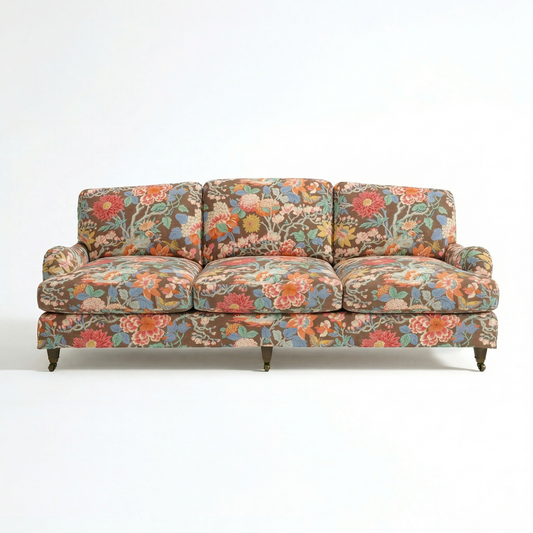 Isobel Loose Cover 4 Seater Sofa in Little Magnolia Espresso - Made to Order - front