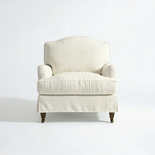Isobel Loose Cover Armchair in Cotton Linen Cool Coconut - front