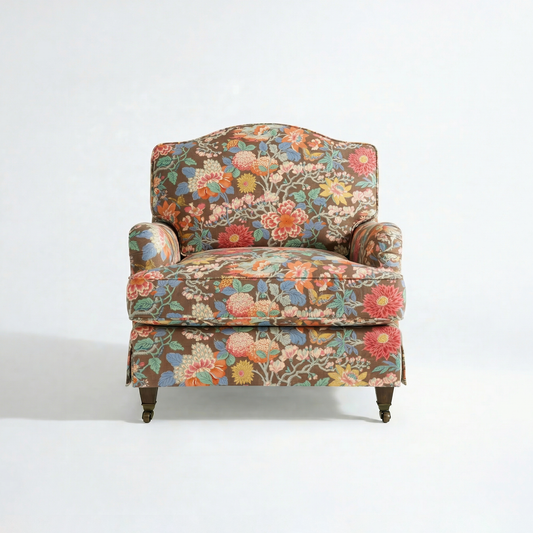 Isobel Loose Cover Armchair in Little Magnolia Espresso - front