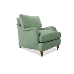 Isobel Armchair with Big Back Cushion in Sea Green Velvet - Available for quick ship