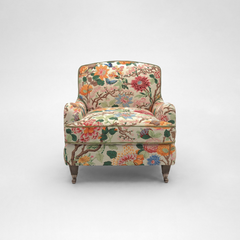 Isobel Armchair with Big Back Cushion in Magnolia Cream Blue