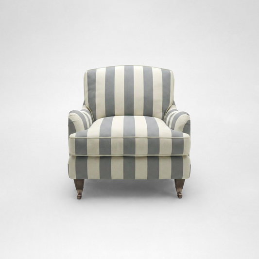 Isobel Armchair with Big Back Cushion in Garden Grey Stripe