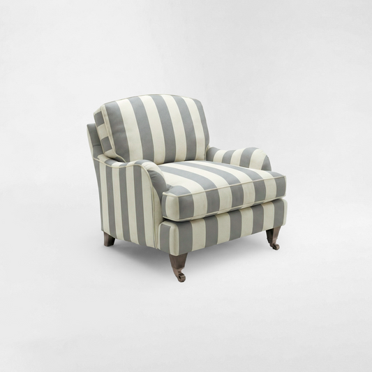 Isobel Armchair with Big Back Cushion in Garden Grey Stripe