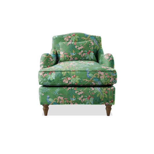 Isobel Armchair with Fixed Back in Natural Linen Belleville Juniper