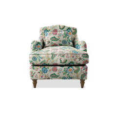 Isobel Armchair with Fixed Back in Natural Linen Kitty Spring Green
