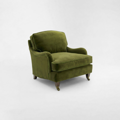 Isobel Armchair with Big Back Cushion in Pelham Moss Velvet