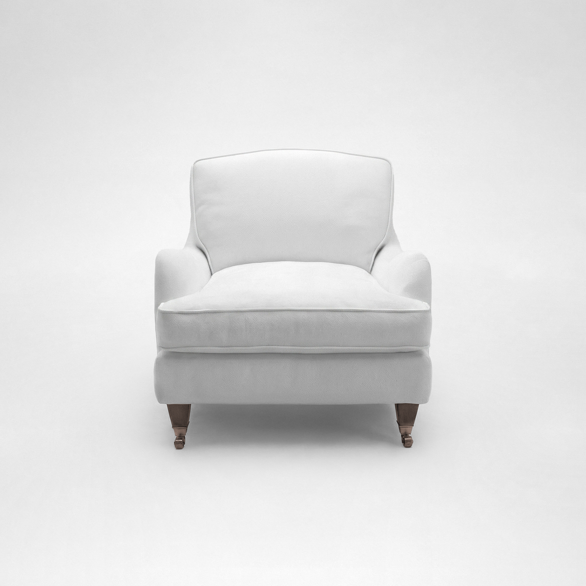Isobel Armchair with Big Back Cushion in Cotton Linen Snow Drop