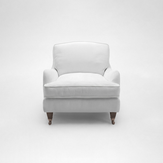 Isobel Armchair with Big Back Cushion in Cotton Linen Snow Drop