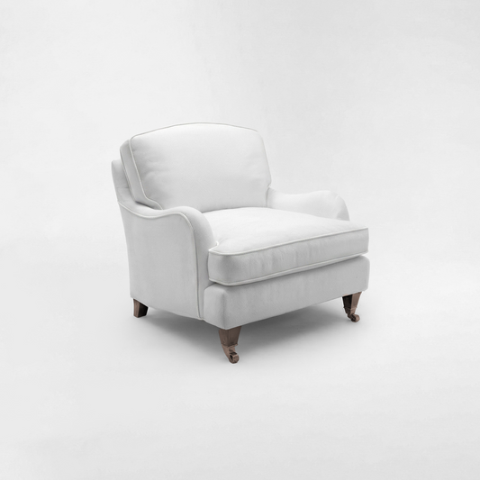 Isobel Armchair with Big Back Cushion in Cotton Linen Snow Drop