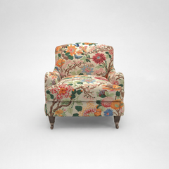 Isobel Armchair with Big Back Cushion in Magnolia Cream Blue