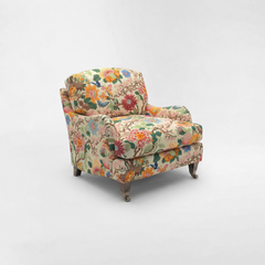 Isobel Armchair with Big Back Cushion in Magnolia Cream Blue