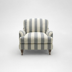 Isobel Armchair with Big Back Cushion in Garden Grey Stripe