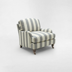 Isobel Armchair with Big Back Cushion in Garden Grey Stripe