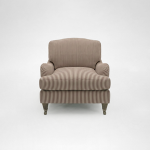 Isobel Armchair with Big Back Cushion in Narrow Chocolate Stripe