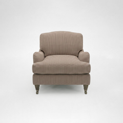 Isobel Armchair with Big Back Cushion in Narrow Chocolate Stripe