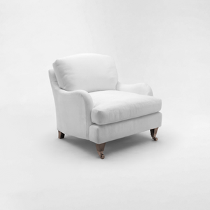 Isobel Armchair with Big Back Cushion in Cotton Linen Snow Drop