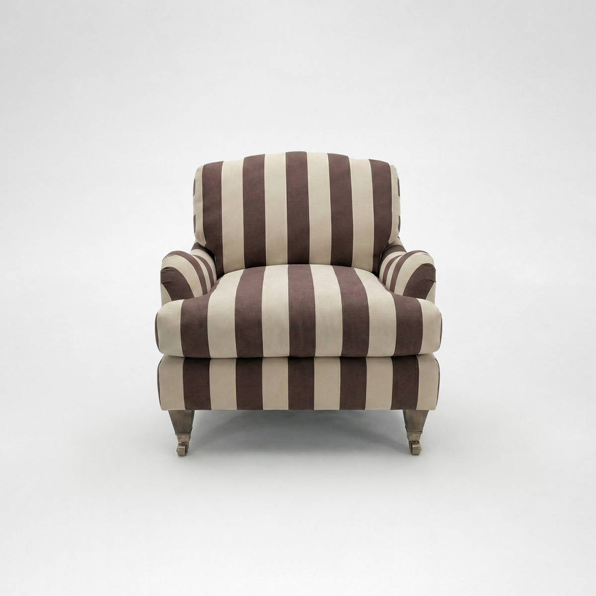 Isobel Armchair with Big Back Cushion in Chocolate Stripe