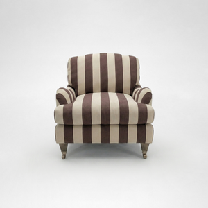 Isobel Armchair with Big Back Cushion in Chocolate Stripe