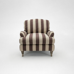 Isobel Armchair with Big Back Cushion in Chocolate Stripe