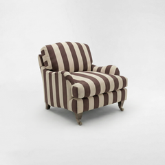 Isobel Armchair with Big Back Cushion in Chocolate Stripe