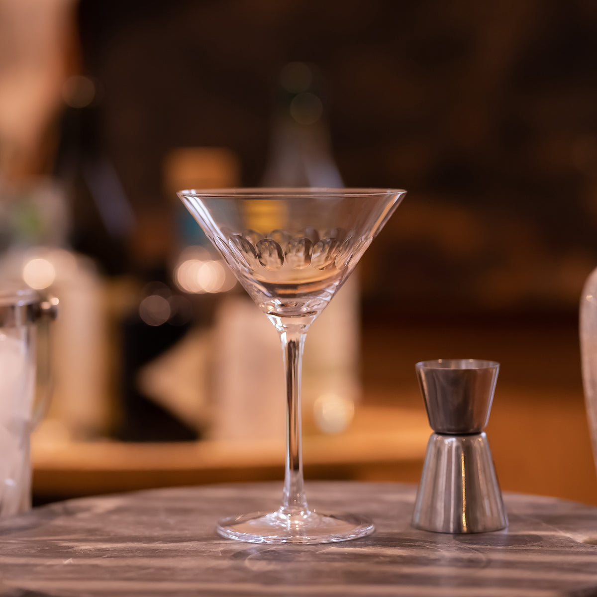 Two Martini Glasses with Lens Design by Vintage List
