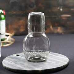 Smoky Carafe Set and Glass with Lens Design by Vintage List