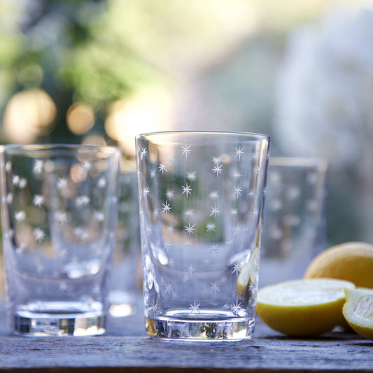 Six Tumblers with Stars Design by Vintage List