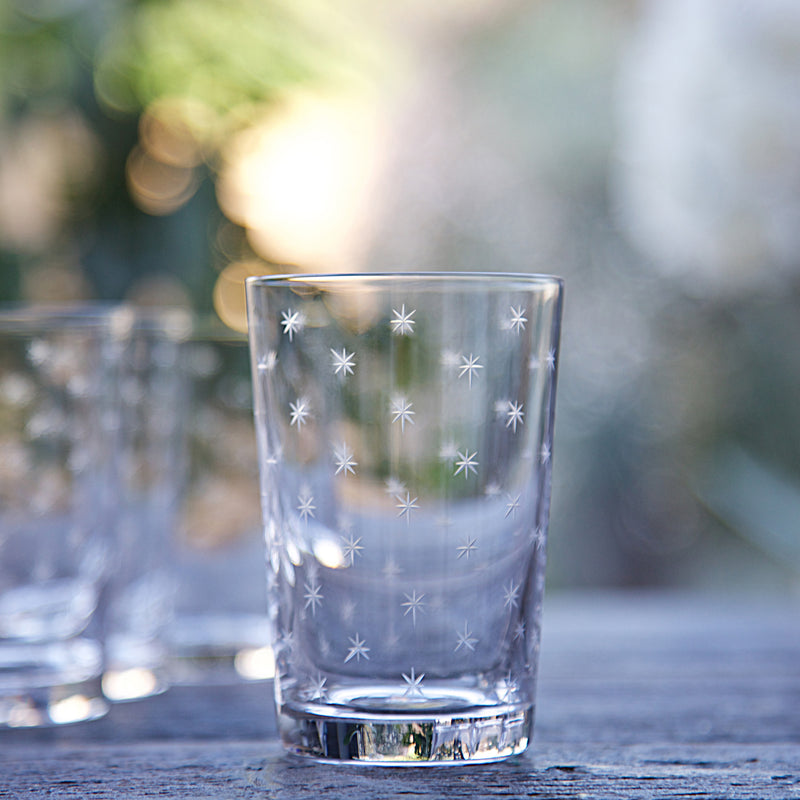 Six Tumblers with Stars Design by Vintage List