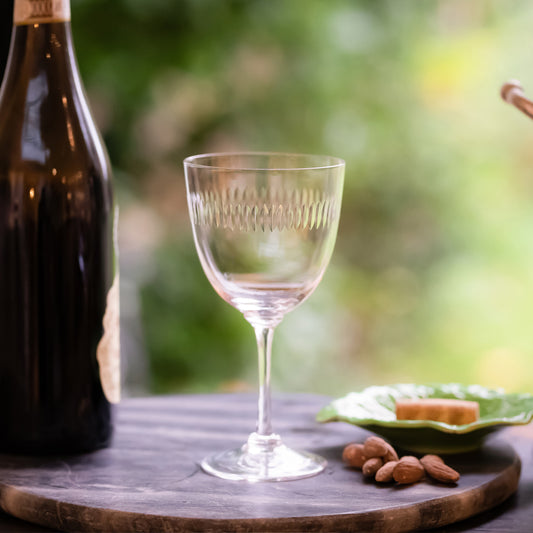Six Wine Glasses with Spears Design by Vintage List