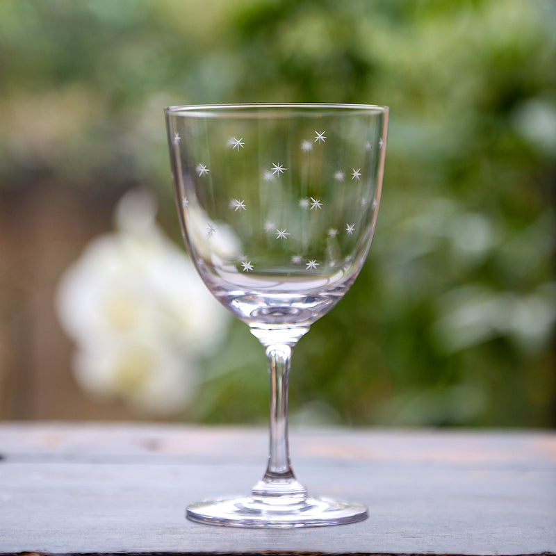 Two Wine Glasses with Stars Design by Vintage List