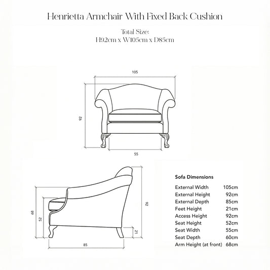 Henrietta Armchair in Customer's Own Material - Made to Order