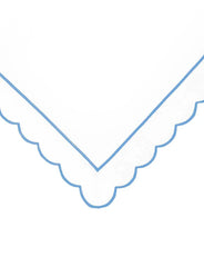 Blue Scalloped King Size Flat Sheet