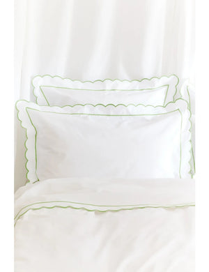 Green Scalloped King Size Flat Sheet