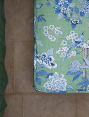 Coco Small Coffee Table in GPJ Hydrangea Bird Emerald/Blue - Made to Order