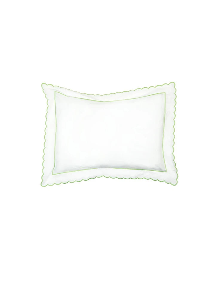 Green Scalloped Edge Super King Pillowcase (50cm x 90cm)