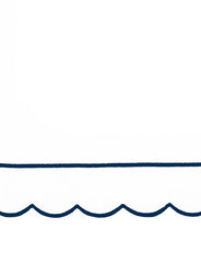 Navy Scalloped King Size Flat Sheet