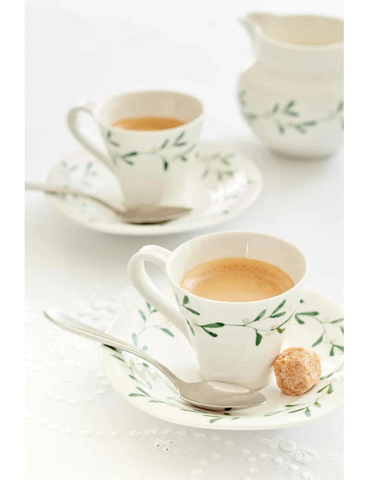 Amor Porcelain Espresso Cup and Saucer - Set of Two