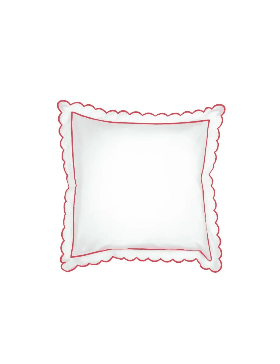 Red Scalloped Edge Square Pillowcase (65cm x 65cm)